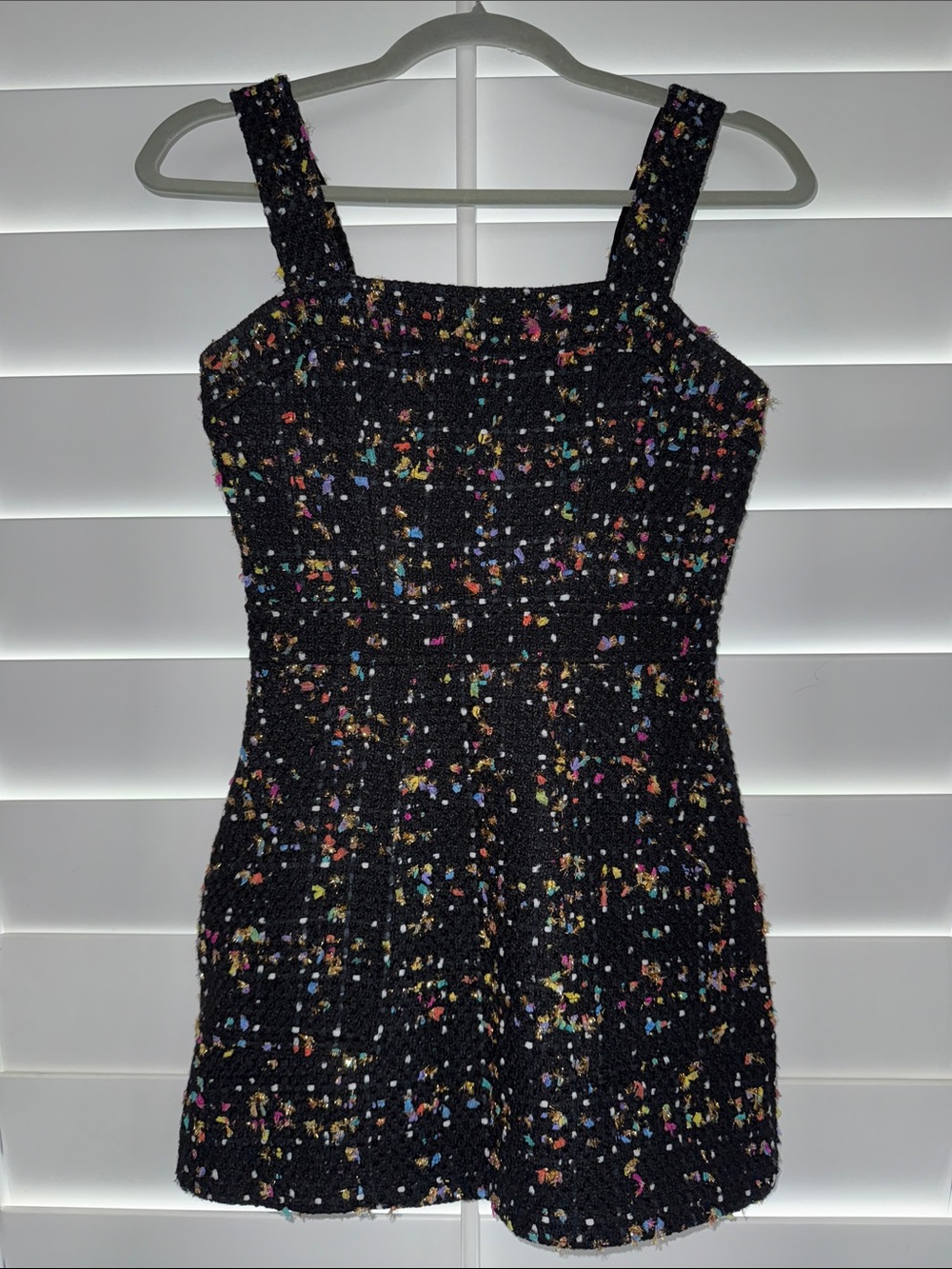 Amanda Uprichard Black Tweed Mini Dress with Multicolor Flecks